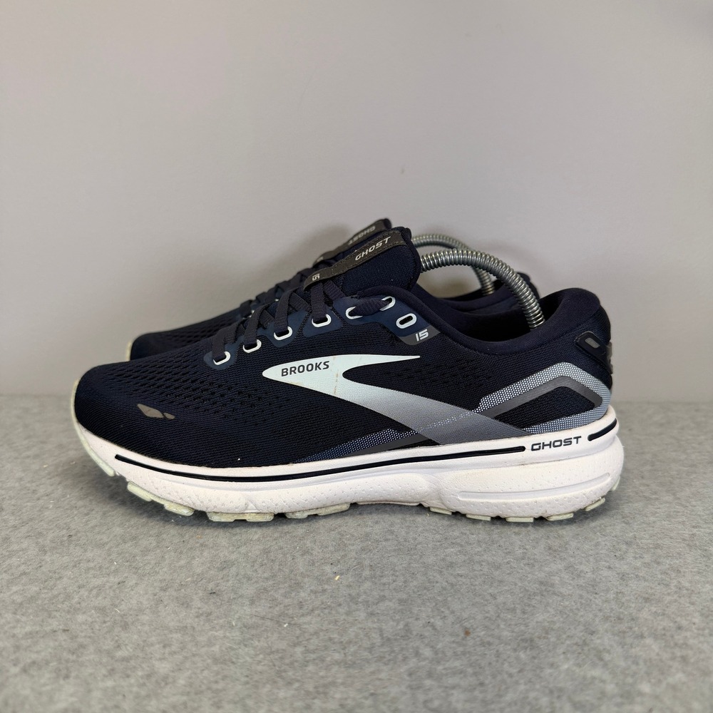 Brooks Ghost 15 Womens Shoes Size 7.5 Navy Blue Running Sneakers 1203801B450